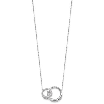 Sterling Silver Rh-plated CZ Interlocking Circles w/1.75in ext Necklace — alternate view