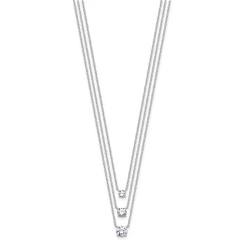 Sterling Silver Rhodium-plated CZ 3-Strand 14.5in w/2in ext Necklace — alternate view