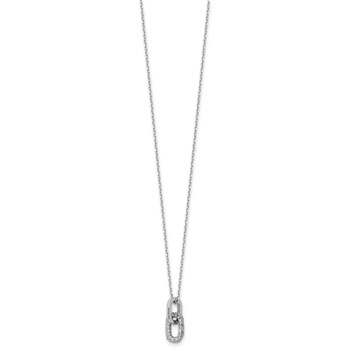 Sterling Silver Rhodium-plated with Micro Pave CZ 16in w/2in ext Necklace — alternate view