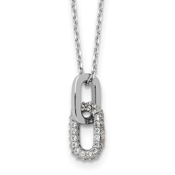 Sterling Silver Rhodium-plated with Micro Pave CZ 16in w/2in ext Necklace