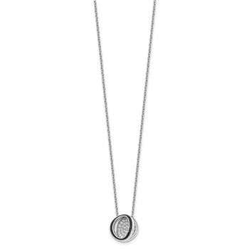 Sterling Silver Rhodium-plated CZ Enameled Open Round Necklace — alternate view