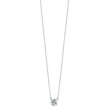 Sterling Silver Rhodium-plated Polished Round 8mm CZ Necklace — alternate view