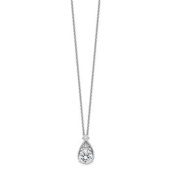 Sterling Silver Rhodium-plated Teardrop CZ 16in w/2 in Ext Necklace — alternate view