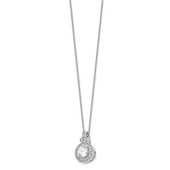 Sterling Silver Rhodium-plated Fancy Beaded CZ with 2in ext Necklace — alternate view