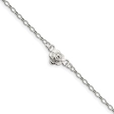 Image of Sterling Silver Flower Charm Anklet