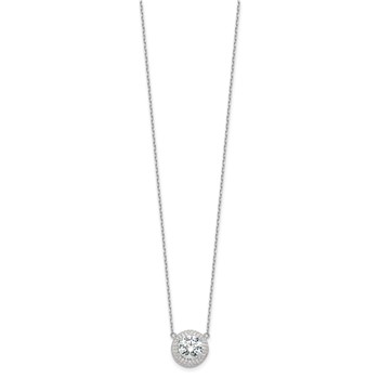Sterling Silver Rhodium-plated 8mm CZ 16in w/2in ext. Necklace — alternate view