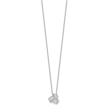 Sterling Silver Rhodium-plated CZ Love Knot 18in Necklace — alternate view