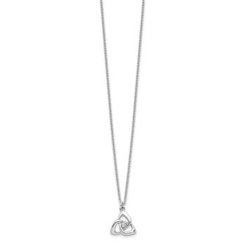 Sterling Silver Rhodium-plated Celtic Triangle CZ 16in w/2 in ext Necklace — alternate view