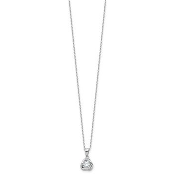 Sterling Silver Rhodium-plated CZ in Love Knot 16in w/2in ext Necklace — alternate view