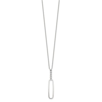 Sterling Silver E-coated CZ Dangle 17.5in Necklace — alternate view