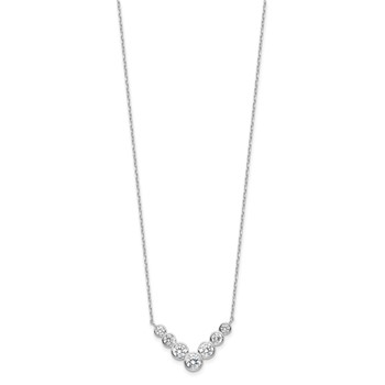 Sterling Silver Rhodium-plated 7 Bezel Set CZ 18in w/2in ext. Necklace — alternate view
