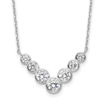 Sterling Silver Rhodium-plated 7 Bezel Set CZ 18in w/2in ext. Necklace