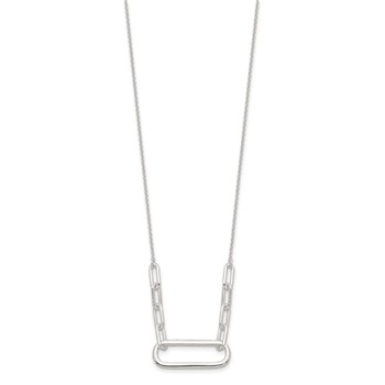 Sterling Silver E-coated Large Paperclip Link Center 17.5in Necklace — alternate view