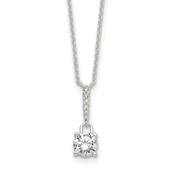 Sterling Silver E-coated CZ 17.75in Necklace