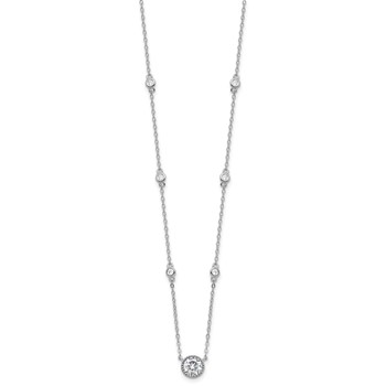 Sterling Silver Rhodium-plated with CZ Stations 16in w/2in ext Necklace — alternate view