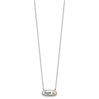 Sterling Silver w/14k accent Rh-plated CZ  Enamel HOPE w/2in ext Necklace — alternate view
