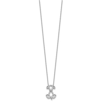 Sterling Silver Rhodium-plated  CZ Dog w/2IN Ext Necklace — alternate view