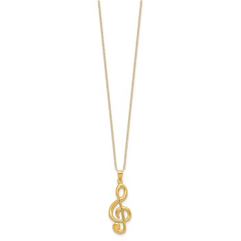 Sterling Silver Gold-tone 16in w/2in ext. Treble Clef Necklace — alternate view