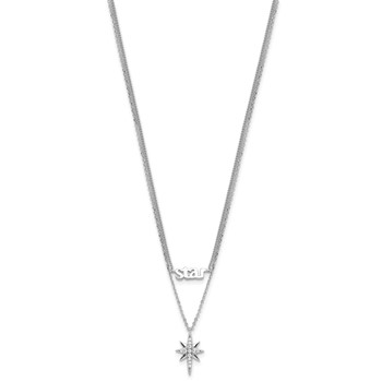 Sterling Silver Rhod-plate STAR CZ w/2IN Ext Layer Necklace — alternate view