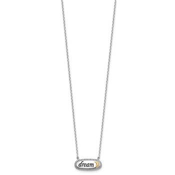 Sterling Silver w/14k Accent Rh-plated Enamel DREAM w/2 in ext Necklace — alternate view