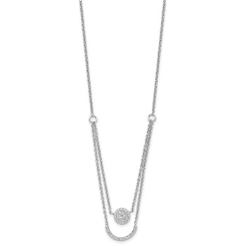 Pure Fire Sterling Silver Rhod-plated Two Strand CZ Circle 16in 1.5in ext N — alternate view