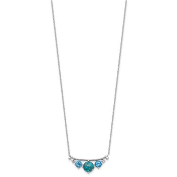 Sterling Silver  RH-pl Multi Color CZ Reconstituted Turq. w/2in ext Necklac — alternate view