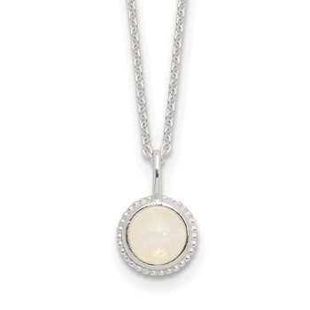 Sterling Silver E-coated Moonstone 17.75in with 2in ext Necklace