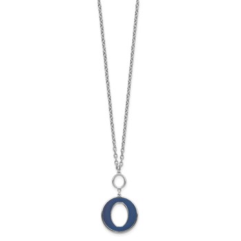 Sterling Silver Rhodium-plated 18in w/2in ext Blue Enamel Circle Necklace — alternate view