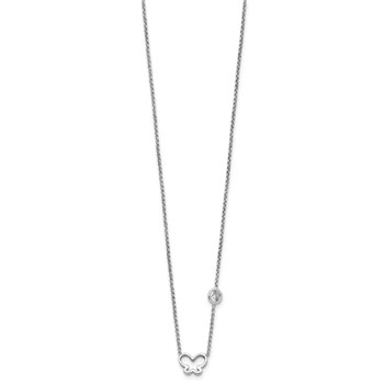 Sterling Silver Rhod-plated CZ & Butterfly w/ 2in Ext. Children's Necklace — alternate view