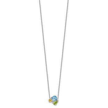 SS Rhodium Lt. Swiss BT/White Topaz/Peridot/Citrine 18in Necklace — alternate view