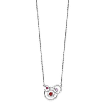 Sterling Silver Polished Amethyst, Garnet and Pink Tourmaline Circles with 2 Inch Extension Necklace — alternate view