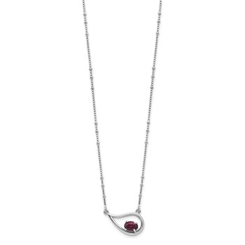 Sterling Silver Rhod-pltd Teardrop Rhod. Garnet 16in with 2in Ext Necklace — alternate view