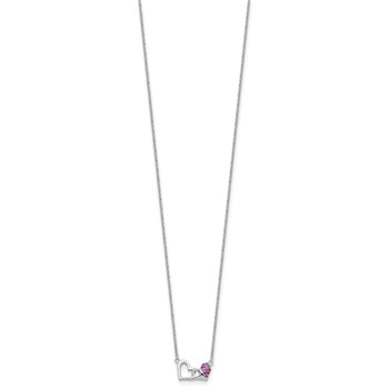 Sterling Silver Rhodium-plated with Pink CZ Hearts 16in w/2in ext Necklace — alternate view