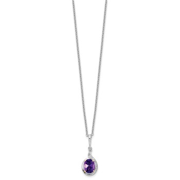 Sterling Silver/14k RH-plated Amethyst/Diamond 18in with 2in ext Necklace — alternate view