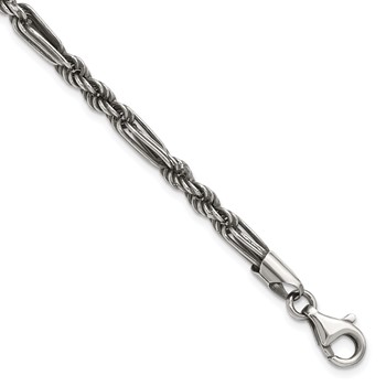Sterling Silver Antiqued 4.4mm Milano / Figarope Mens 8 inch Bracelet