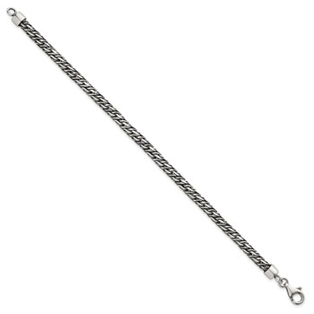 Sterling Silver Rhodium-plated Polished and Antiqued 4.8mm Fancy Link 8 Inch Bracelet — alternate view
