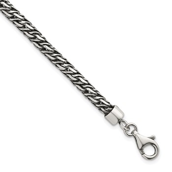 Sterling Silver Rhodium-plated Polished and Antiqued 4.8mm Fancy Link 8 Inch Bracelet