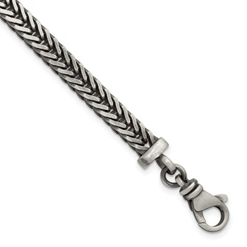 Sterling Silver Antiqued 5.5mm Franco Link Mens 8 inch Bracelet
