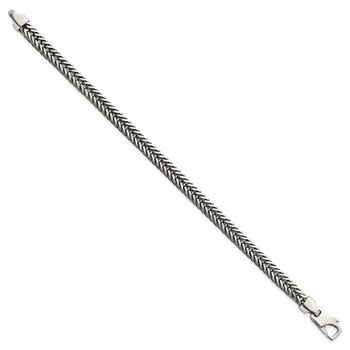 Sterling Silver Antiqued Polished 6mm Wheat Chain 8 inch Bracelet — alternate view