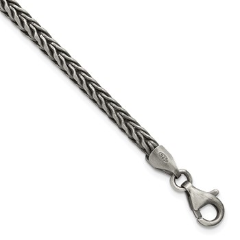 Sterling Silver Antiqued 3.9mm Wheat Link Mens 8 inch Bracelet
