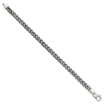 Sterling Silver Antiqued Polished 6mm Fancy Flat Chain 7.75 inch Bracelet — alternate view