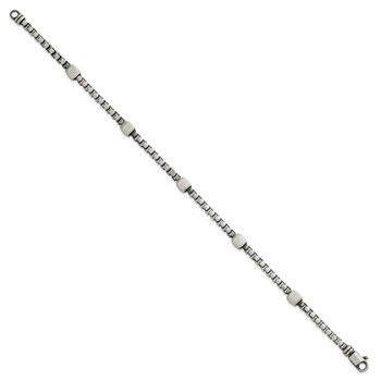 Sterling Silver Black Ruthenium-plated Brushed Box Chain and Beads Mens 8.5 inch Bracelet — alternate view