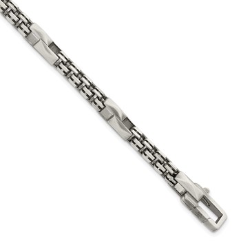 Sterling Silver Black Ruthenium-plated Brushed Fancy Box Chain Mens 8.5 inch Bracelet