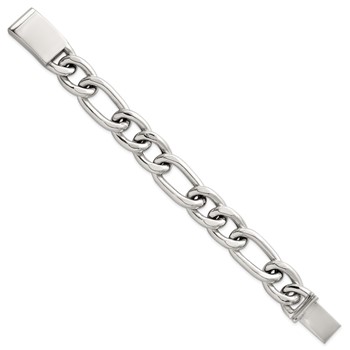 Sterling Silver Polished 17.0mm Figaro Curb 8 Inch Mens Bracelet — alternate view