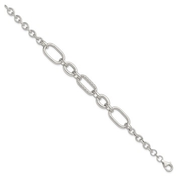 Sterling Silver Polished and Twisted Oval and Round Link 7.75 inch Bracelet — alternate view