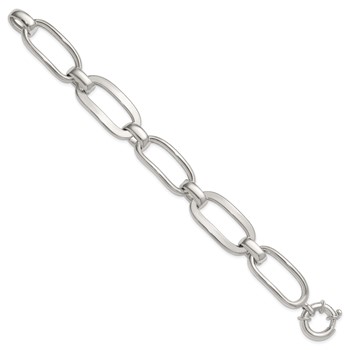 Sterling Silver Polished Long Oval and Round Link 7.5 inch Bracelet — alternate view