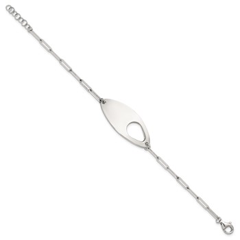 Sterling Silver Fancy Geometric Center with Paperclip Link 7 inch with 0.5 inch Extension Bracelet — alternate view