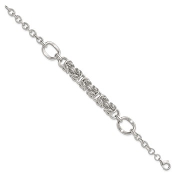Sterling Silver Polished Fancy Byzantine Center 7.75 inch Bracelet — alternate view