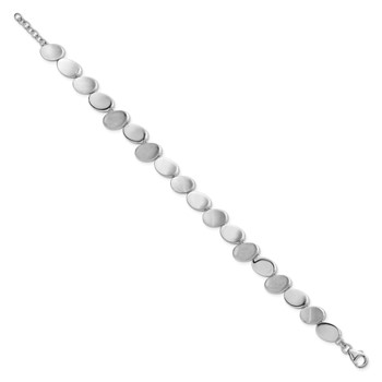 Sterling Silver Rhodium-plated Brushed and Polished Ovals 7.5 inch with 0.5 inch Extension Bracelet — alternate view