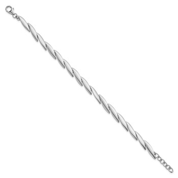 Sterling Silver Rhodium-plated Brushed Fancy 7 inch with 0.5 inch Extension Bracelet — alternate view
